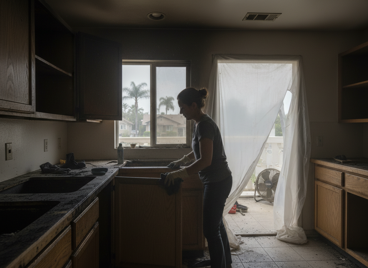 How to Remove Soot from Kitchen Cabinets After a House Fire in Sherman Oaks