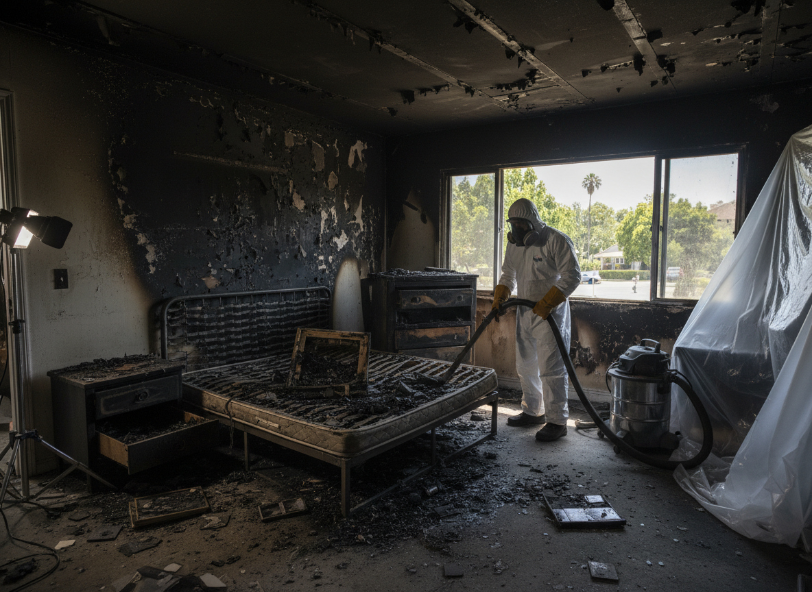 Bedroom Fire Damage Cleanup in Sherman Oaks, CA